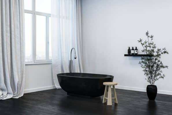 baignoire moderne robinet inox salle de bain