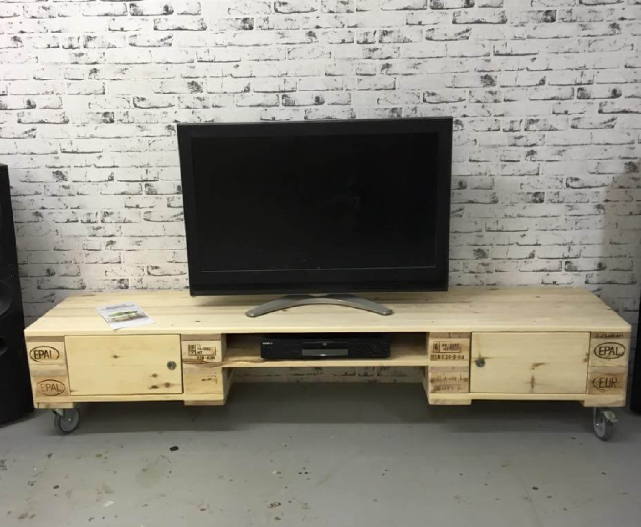Meuble TV Gris 78cm - Bois, Pour écrans 101-125 Cm, Entièrement Assemblé