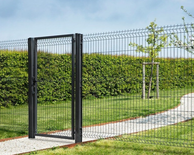 Portillon Extérieur NALI 100x140 Cm - Acier Noir Mat Plein Et Occultant - Pour Clôture Jardin Et Entrée