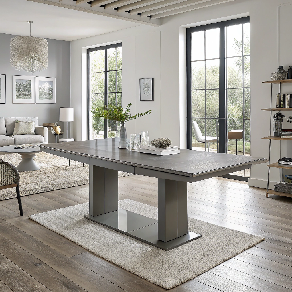 table grise laquée extensible