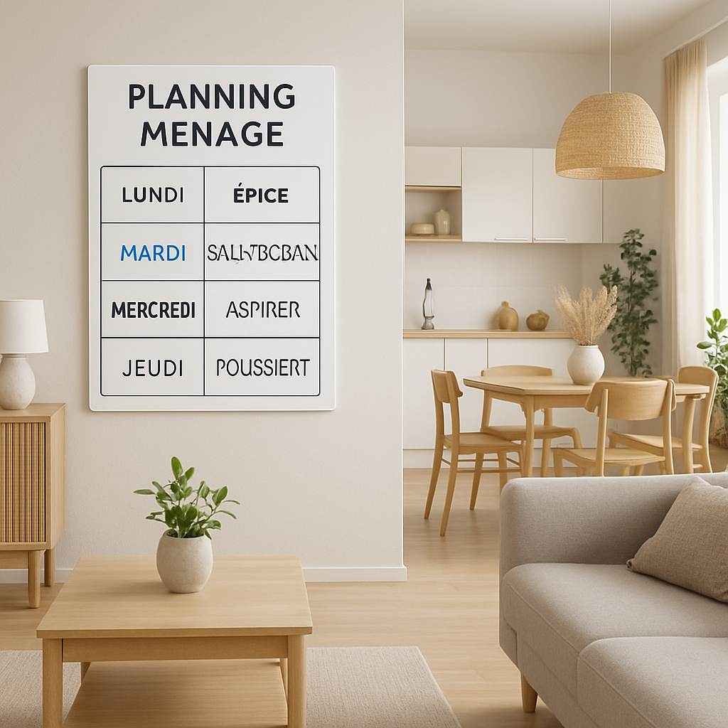 découvrez comment organiser votre maison en 2025 grâce à notre planning ménage gratuit à imprimer. simplifiez votre quotidien et créez un espace de vie harmonieux avec des astuces pratiques et des conseils d'organisation.